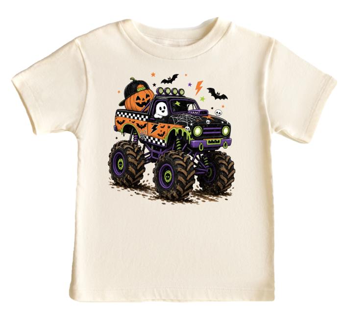 Halloween Monster Truck Kids Tee Shirt