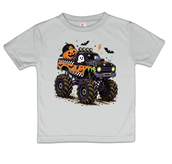 Halloween Monster Truck Kids Tee Shirt