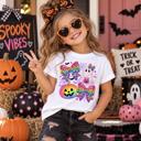  Girls Neon Halloween Ghost and Bows Tee Shirt