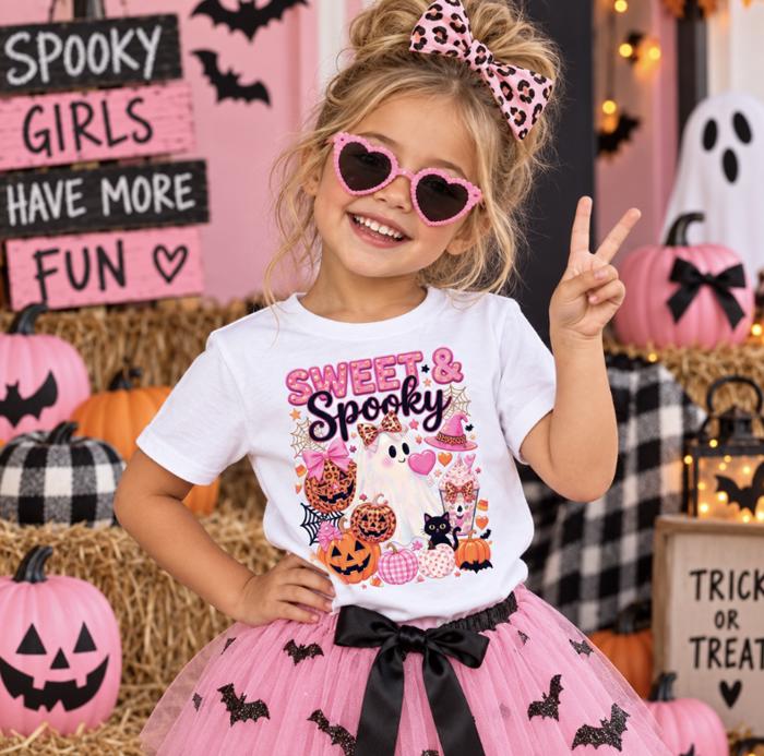 Sweet and Spooky Girls Halloween Tee Shirt