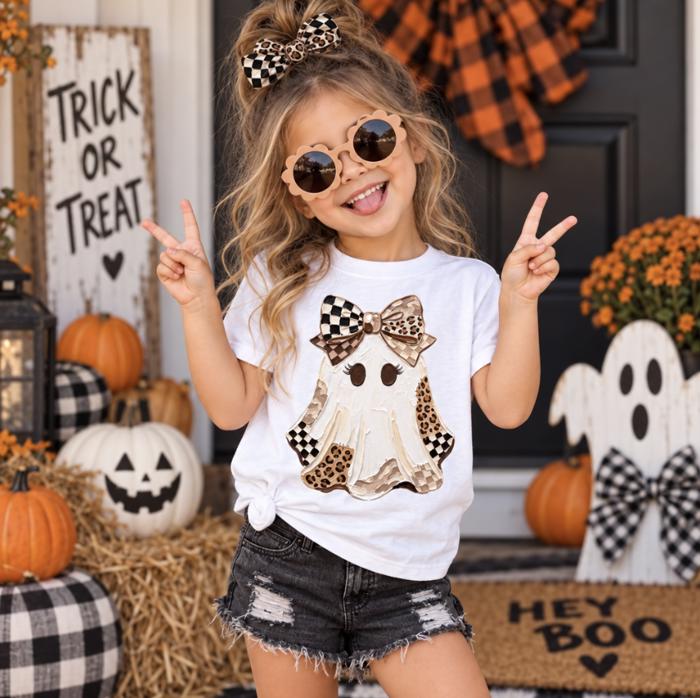 Girls Trendy Ghost Halloween Tee Shirt