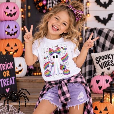 Girls Neon Rainbow Ghost Halloween Tee Shirt