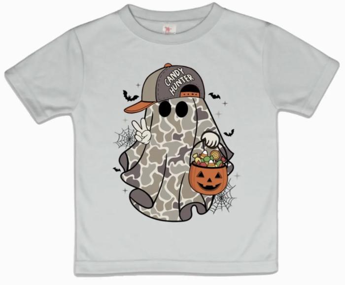 Candy Hunter Boys Halloween Ghost Tee Shirt