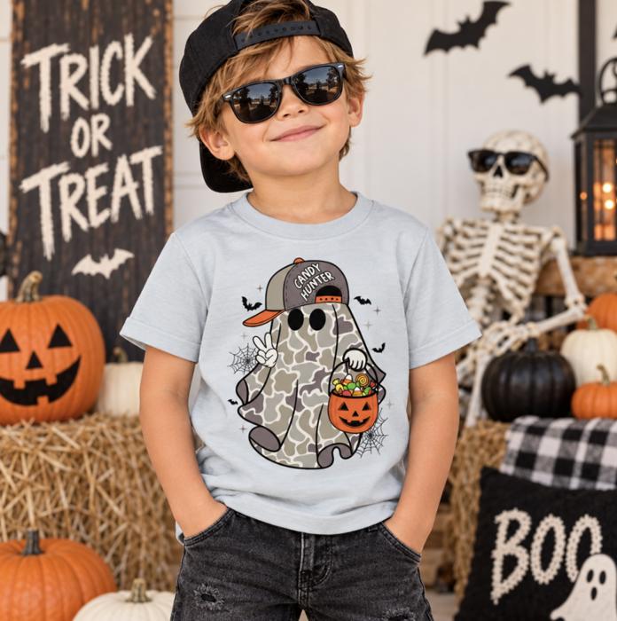 Candy Hunter Boys Halloween Ghost Tee Shirt