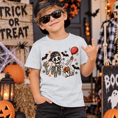 Skeleton Losing Arm Funny Kids Halloween Tee Shirt