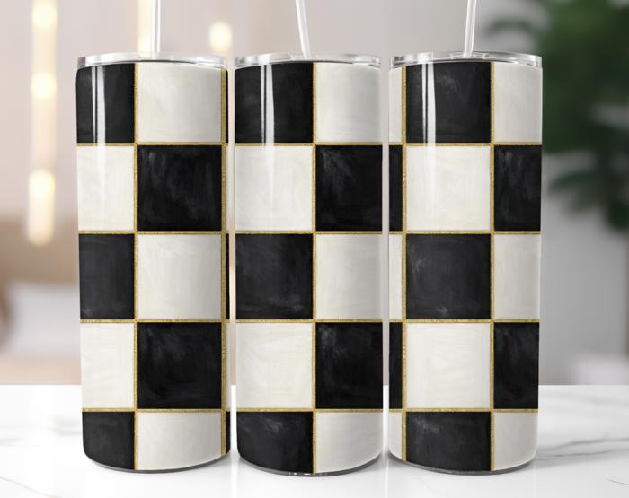 Checkered 20oz Stainless Steel Tumblers