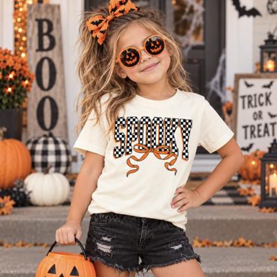 Spooky Girls Checkered Halloween Tee Shirt