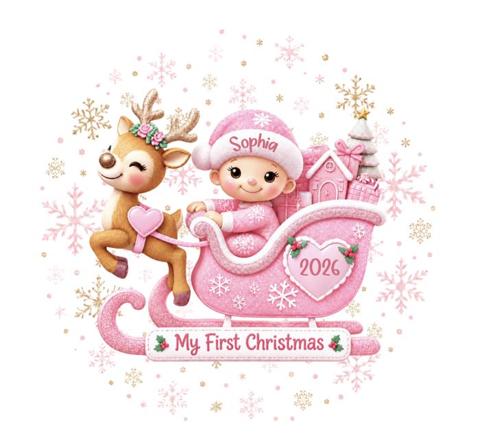 My First Christmas Baby Onesie, Personalized Name and Date 