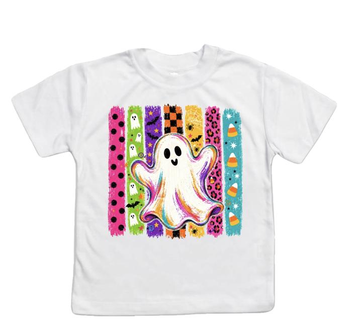 Ghost and Stripes Girls Halloween Tee Shirt