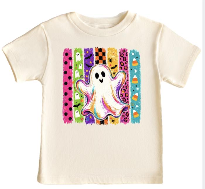 Ghost and Stripes Girls Halloween Tee Shirt