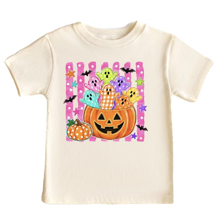Pumpkin and Ghosts Girls Halloween Tee Shirt