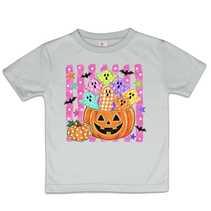 Pumpkin and Ghosts Girls Halloween Tee Shirt