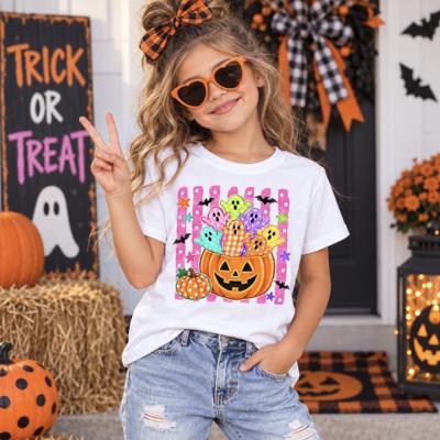 Pumpkin and Ghosts Girls Halloween Tee Shirt