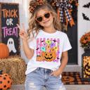  Pumpkin and Ghosts Girls Halloween Tee Shirt