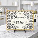 Personalized Yellow and Black Bee Kitchen Glass Cutting Board 15" x 11" 