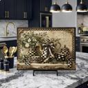  Black Gold Checkerboard Glass Cutting Board 15" x 11"