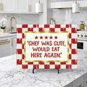 Chef was Cute Red Checkered Glass Cutting Board 15" x 11"