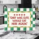  Chef was Cute Red Checkered Glass Cutting Board 15" x 11"