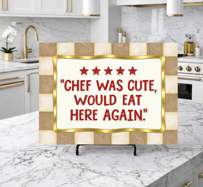 Chef was Cute Red Checkered Glass Cutting Board 15" x 11"
