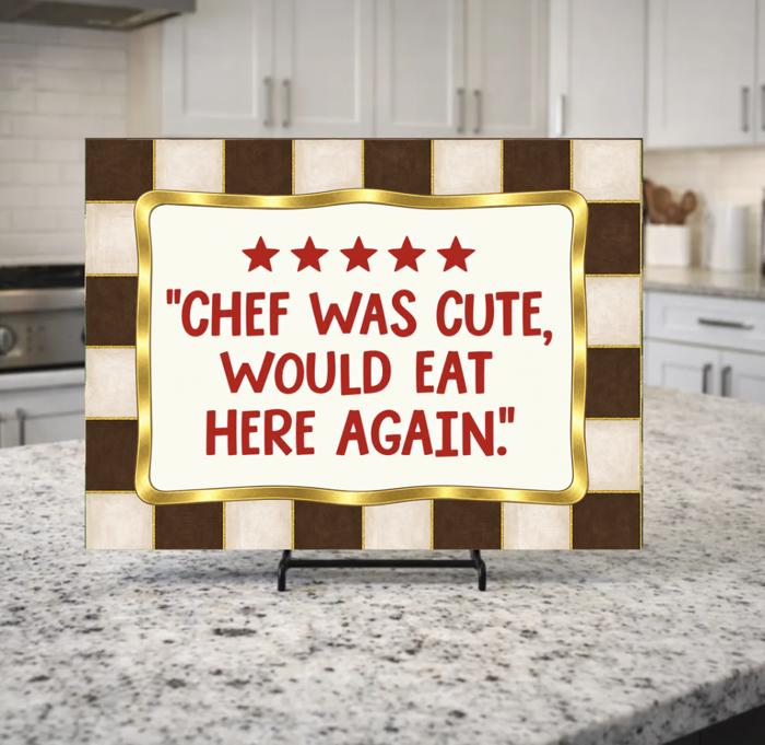 Chef was Cute Red Checkered Glass Cutting Board 15" x 11"