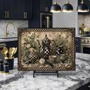  Black Gold Checkerboard Glass Cutting Board 15" x 11"