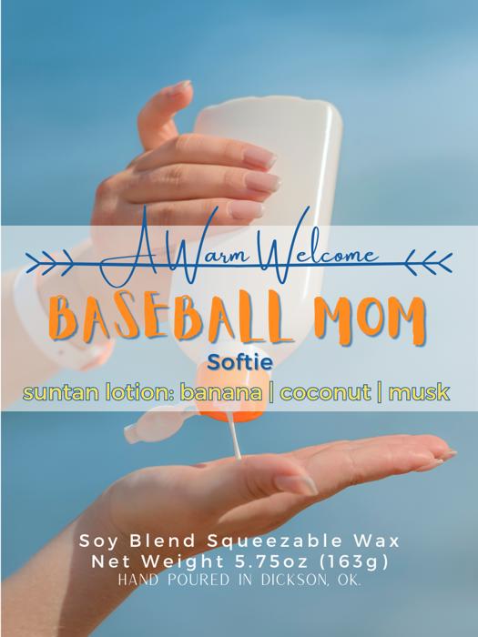 Baseball Mom Softie | Baseball Collection | Scented Squeeze Wax Melt | Squeeze Candle