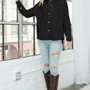 Black Large The Harlowe | Cozy Button Up Shacket