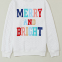  Merry And Bright Cable Knit Pullover Sweatshirt
