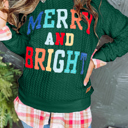  Merry And Bright Cable Knit Pullover Sweatshirt
