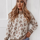  The Jenny | Brown and Pink Contrast Leopard Sweater