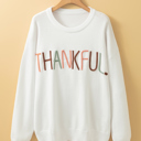  Plus Size Thankful Ivory Embroidered Sweater