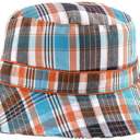 Small Orange Check Childrens Sun Hats with UPF 50+ Protection with Toggle