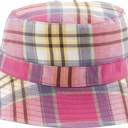Small Pink Check Girls Sun Hats with UPF 50+ Protection with Bow