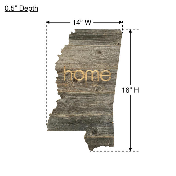 Rustic Farmhouse Reclaimed Wood Home State Wall Sign