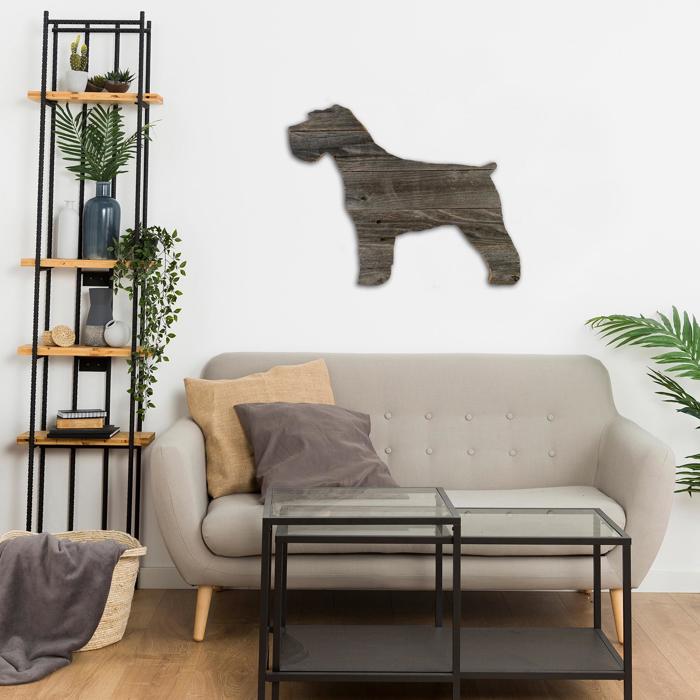 Rustic Farmhouse Miniature Schnauzer Cutout Reclaimed Wood Silhouette