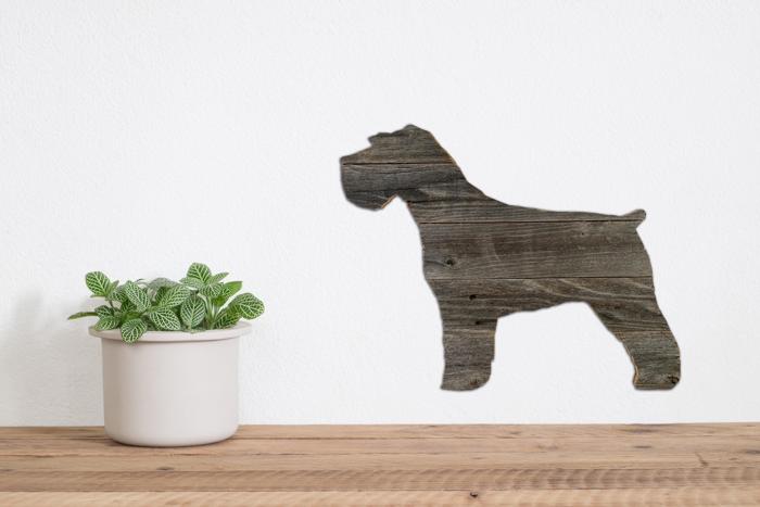 Rustic Farmhouse Miniature Schnauzer Cutout Reclaimed Wood Silhouette