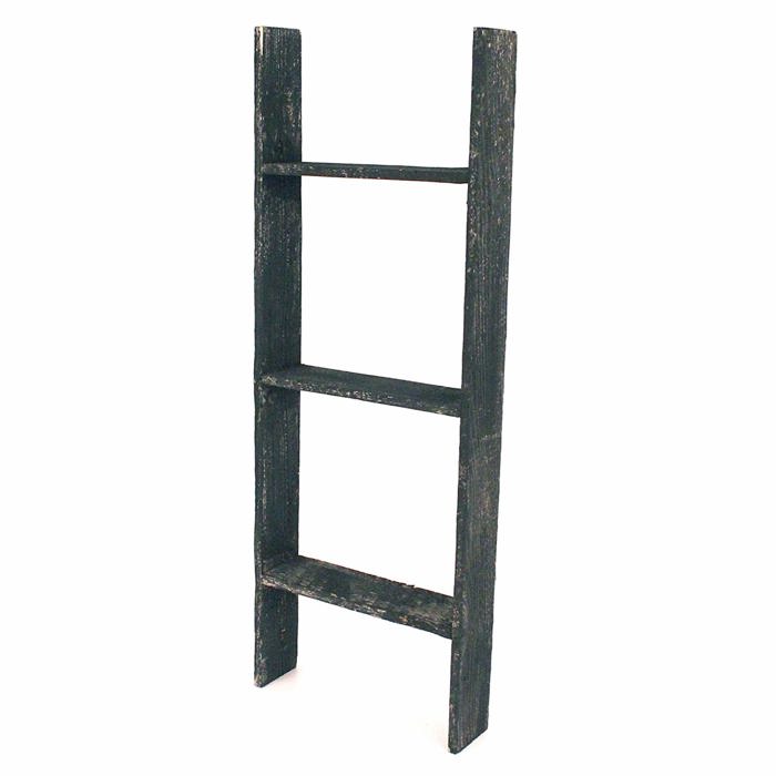 Rustic Farmhouse Reclaimed Wood Decorative Bookcase/Blankets Picket Ladder