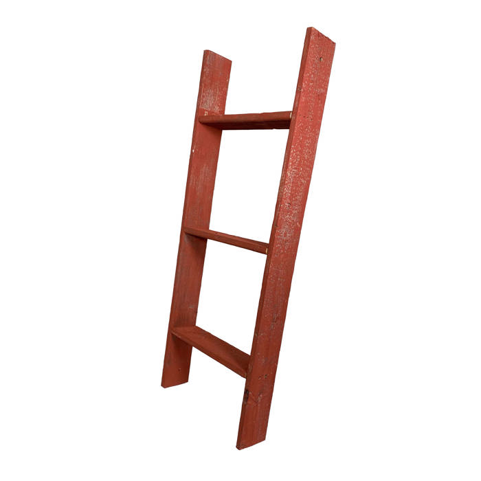 Rustic Farmhouse Reclaimed Wood Decorative Bookcase/Blankets Picket Ladder