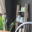  Rustic Farmhouse Reclaimed Wood Decorative Bookcase/Blankets Picket Ladder