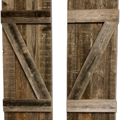 Rustic Farmhouse 36 in. x 13 in. Reclaimed Wood Decorative Shutters (Set of 2)