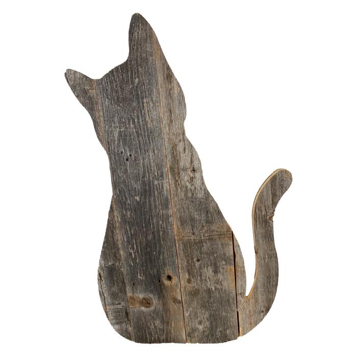 Rustic Farmhouse Reclaimed Wood Cat Cutout Silhouette
