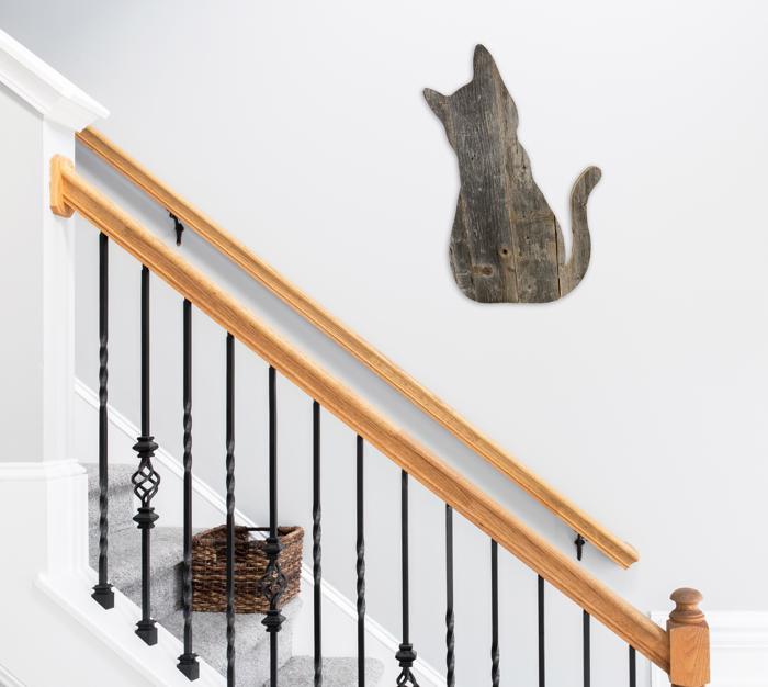 Rustic Farmhouse Reclaimed Wood Cat Cutout Silhouette