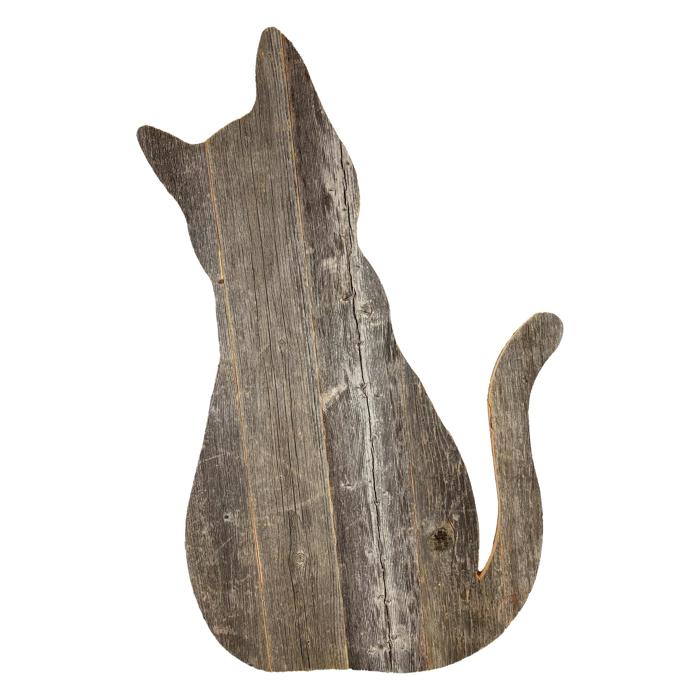 Rustic Farmhouse Reclaimed Wood Cat Cutout Silhouette