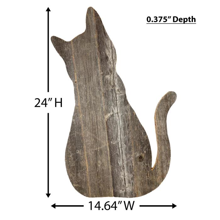 Rustic Farmhouse Reclaimed Wood Cat Cutout Silhouette