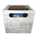 White Wash Rustic Farmhouse 15" x 15" Reclaimed Wood Vinyl Record Organizing Storage Crate