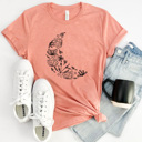 Small Sunset Boho Floral Moon Graphic Tee, Butterfly Flower Shirt