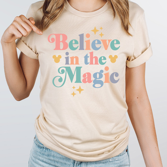 Believe In The Magic Graphic Tee, Theme Park Magic Shirt, Magical Mouse Graphic 