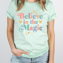 Large Mint Believe In The Magic Graphic Tee, Theme Park Magic Shirt, Magical Mouse Graphic 
