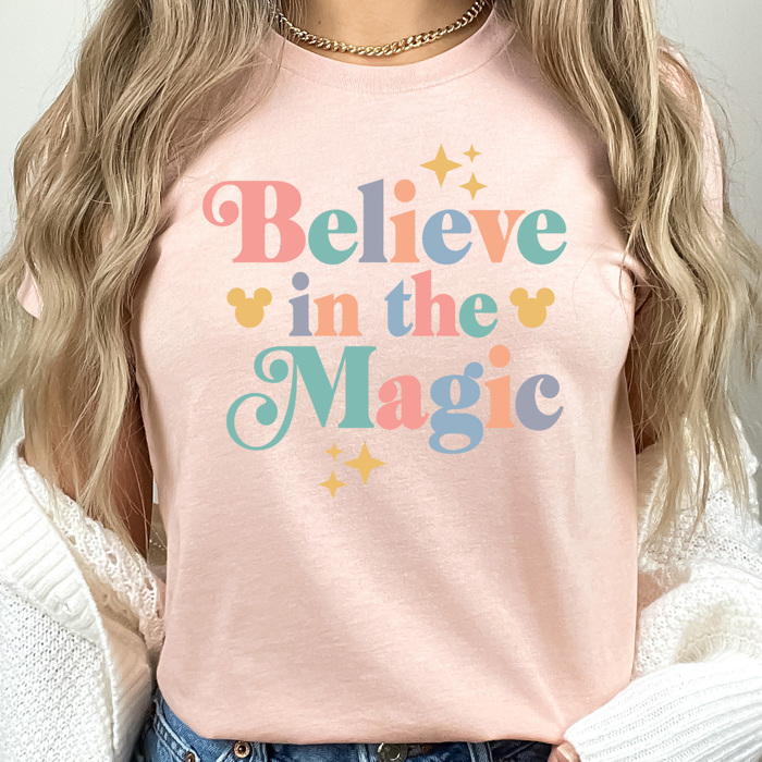 Believe In The Magic Graphic Tee, Theme Park Magic Shirt, Magical Mouse Graphic 