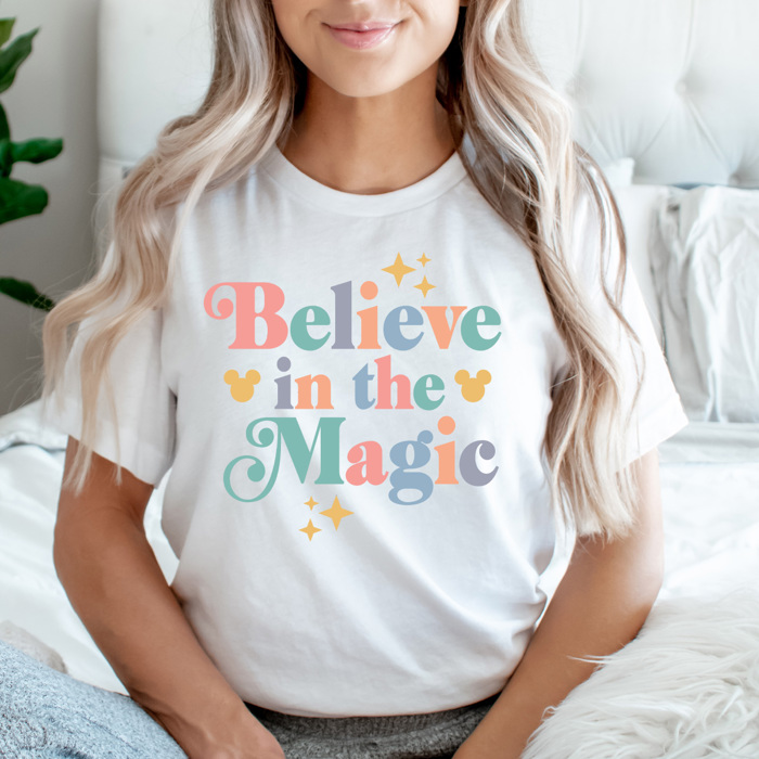 Believe In The Magic Graphic Tee, Theme Park Magic Shirt, Magical Mouse Graphic 